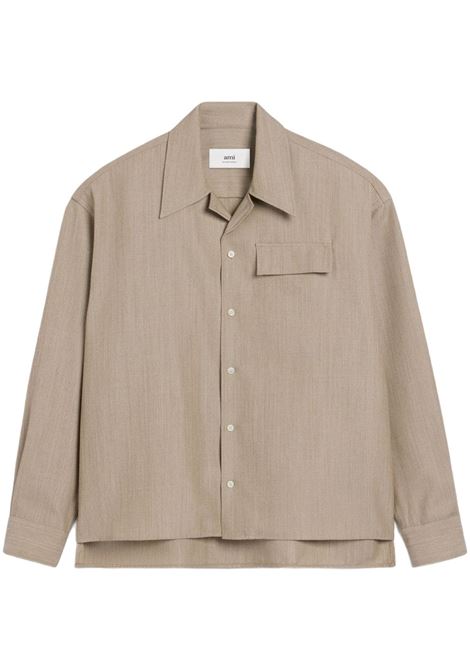 Sand beige camp-collar shirt Ami Paris - men